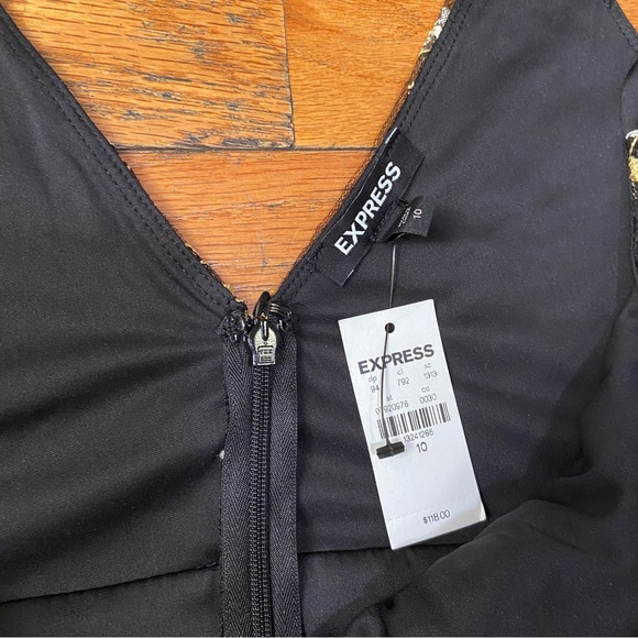 Gold Floral Embroidered Tulle Dress - Picture 12 of 16